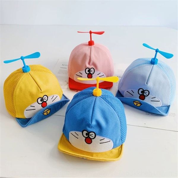 

doraemon small soft edge cartoon cute bamboo cap cap dragonfly peaked hat spring and summer korean style children's hat, Yellow