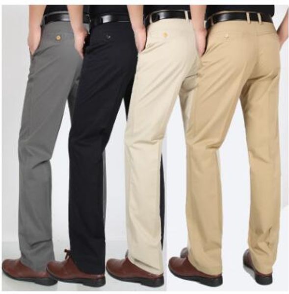 

cotton men's casual pants summer thin straight tube loose-fitting high-waisted trousers, Black