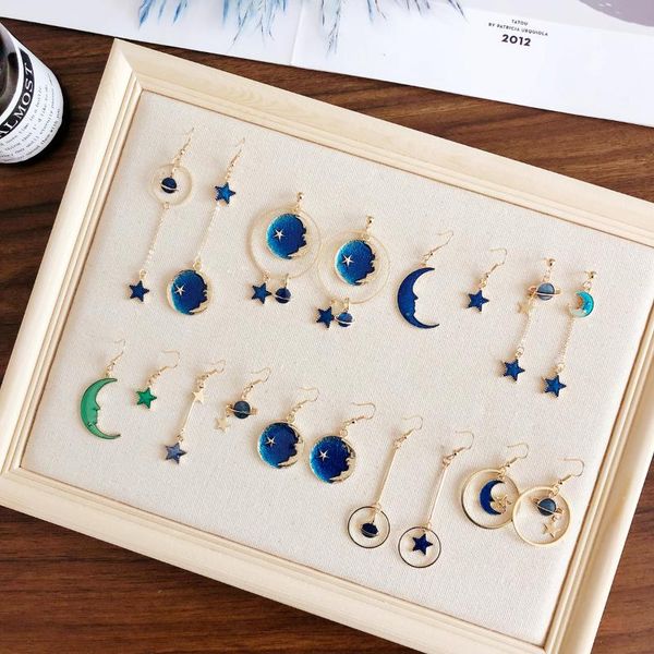 

doreen box new butterfly romantic starry sky series earrings symphony star moon asymmetry hook earrings for woman girl gifts, Silver