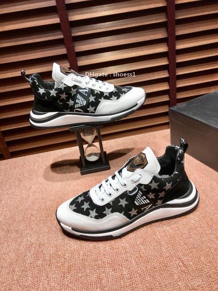 

2021-2020t fashion men 's embroidered letter casual shoes breathable leather classic sneakers lace -up low -shoes ,si, Black