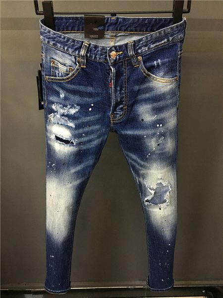 

20ss new arrival grandmaster stylist mens denim bleached jeans ripped pants fashion skinny broken style bike motorcycle rock jeans, Blue