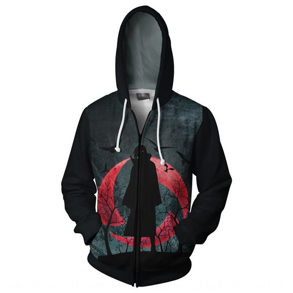 

new zipper huoying series japanese cartoon cosplay sweater zipperdigital zipper cartoon peripheral 3d digital sweater for men, Black