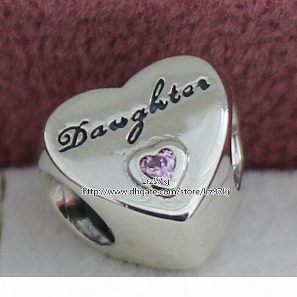 

e 2015 new 925 sterling silver daughter 's love charm pendant bead with pink cz fits european pandora style jewelry bracelets &ne, Black