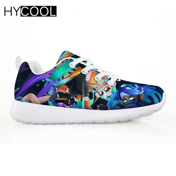

hycool kids children's shoes sport sneakers boys girl 3d cartoon games pattern kids casual flats breath lace-up shoes