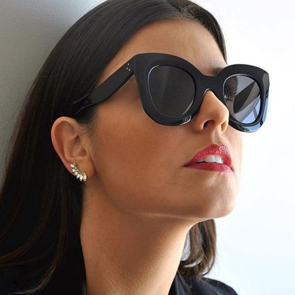 

steampunk girls new oversize cat 2020 eye sun glasses vintage brand design retro luxury goggles ladies black sunglasses women, White;black