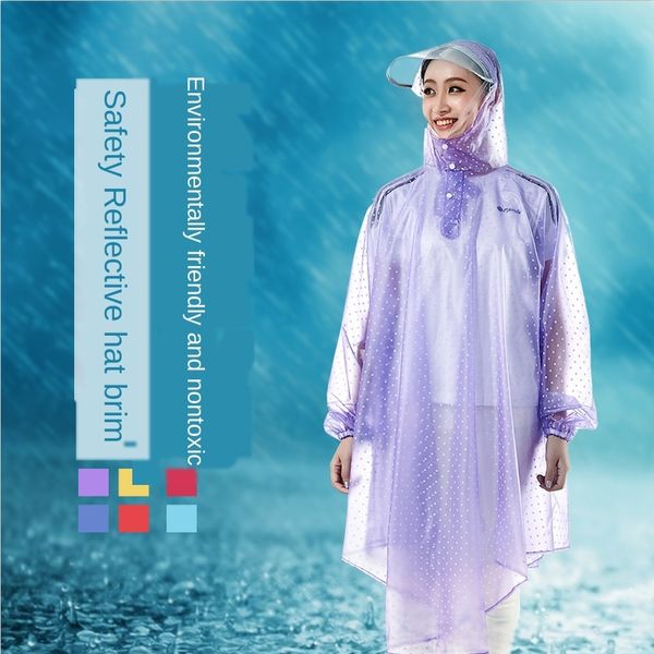 

bejag electric vehicle raincoat fashion men and women transparent enlarged brim wave point riding single cloak motorcycle thickened motorcyc, Red;brown