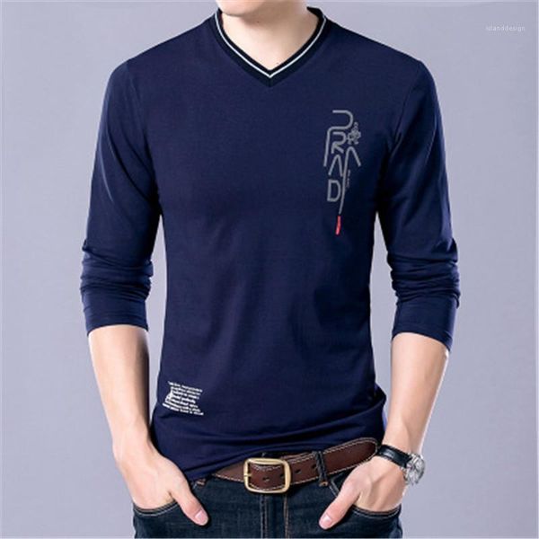

slim fit tshirt tee homme дизайнер повседневный длинным рукавом футболка мужчины v шеи повседневный молодежи mens печать письмо мода, White;black
