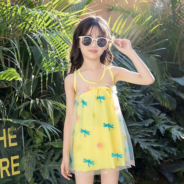 

kkroh 2020 children's swimsuit women's small and medium children princess one-piece conservative korean style cute sports solid co, White;black