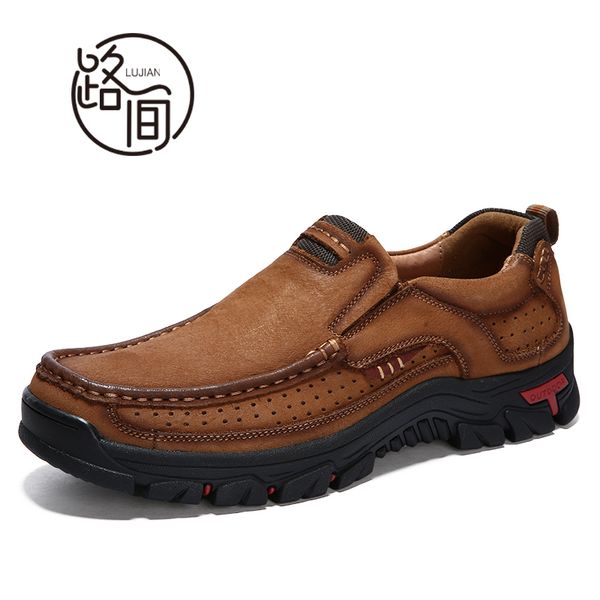 

men hiking shoes comfortable first layer cowhide leather outdoor sneakers men breathable hiking sports boots big size 38-48