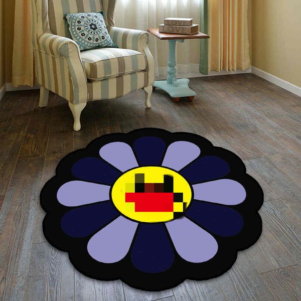 

murakami long sunflower sunflower carpet rug carpet room door mat non-slip chair mat printed fluffy floor