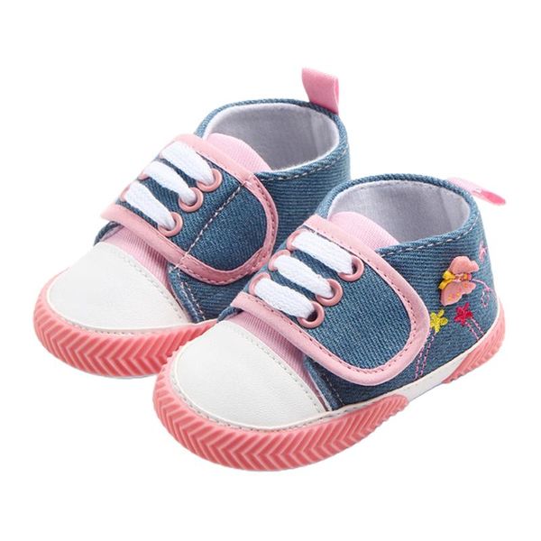 

first walkers infant baby girl athletic sneakers cute butterfly floral embroidery anti-slip shoes for little girls 0-18months