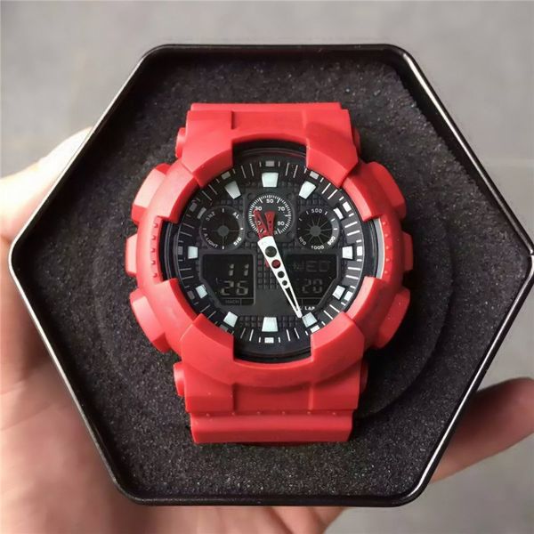

mens fashion wristwatches 2020 trendy date day alarm clock led digital military sports watches 30m waterproof shocking wristwatch gift clock, Slivery;brown