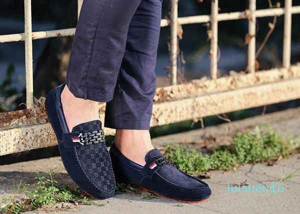

luxury leisure flats mens designer casual dress shoes suede leather metal buckle wedding shoes fashion sneaker men shoes big size l16, Black