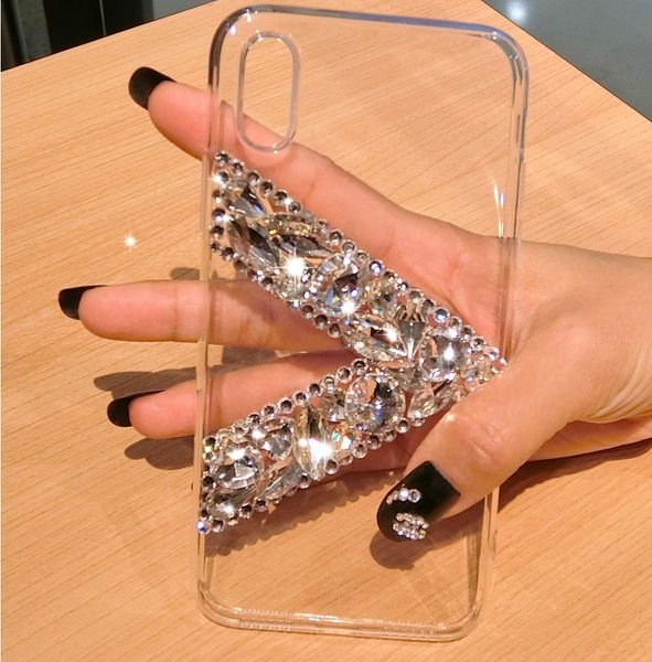 

suitable for samsung s10 v-shaped rhinestone crystal transparent phone case