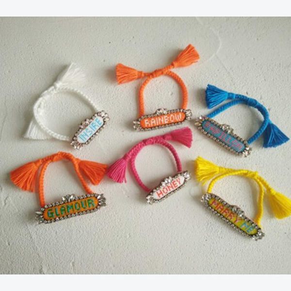 

new arrival merry christmas fashion bracelet women crystal gem tassel cotton handmade ale good quality 876, Red;blue