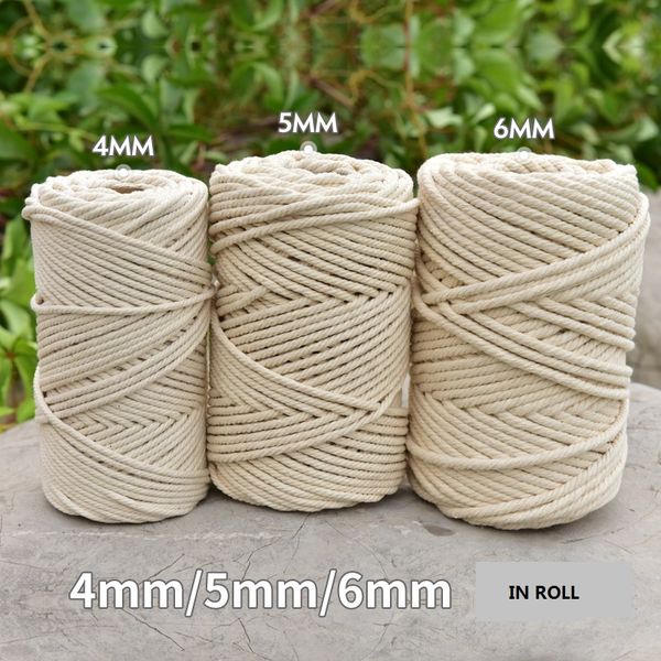 

durable 200m cotton cord natural beige macrame twisted rope craft macrame string diy handmade home decorations supply 4mm 5mm 6mm