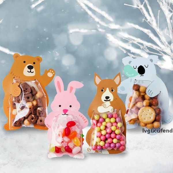 

10pcs/set cute animal packaging bag self-adhesive baked candy cookies bag birthday party favor wedding decoration gifts for kid