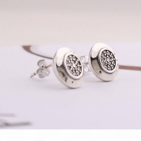 

e women classic design jewelry designer earrings original box for pandora 925 sterling silver crystal diamond womens stud earring, Golden;silver