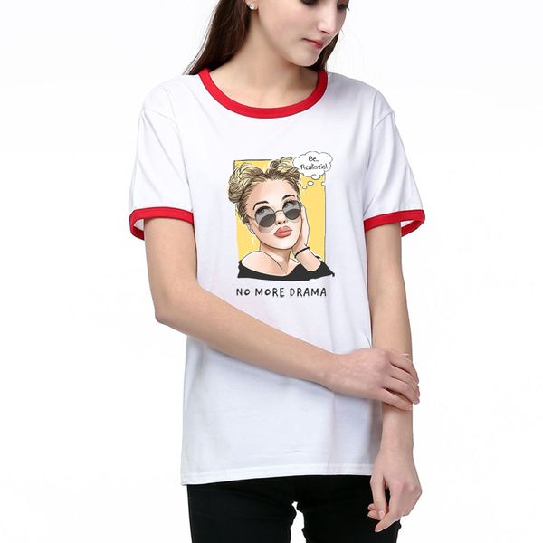 

women designer t shirts summer fashion lady tees breathable short sleeves girl pattern printed tees shirt cotton blend 9, White