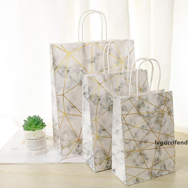 

marble pattern wedding party gift bags with handles vintage kraft paper gift pouch shopping baby shower holiday bags
