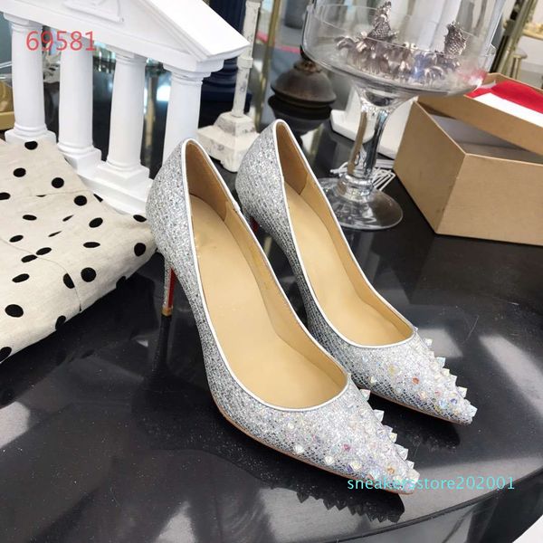 

2019 fashion luxury designer women shoe 33 red bottom high heels 8cm 10cm 12cm nude black red leather pointed toes pumps dress shoes s01