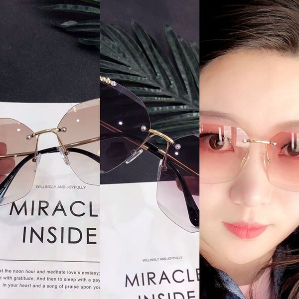 

v3ngd internet celebrity ins women's diamond-encrusted sun sunglasses korean style fashionable round face street ssun-proof polarized g