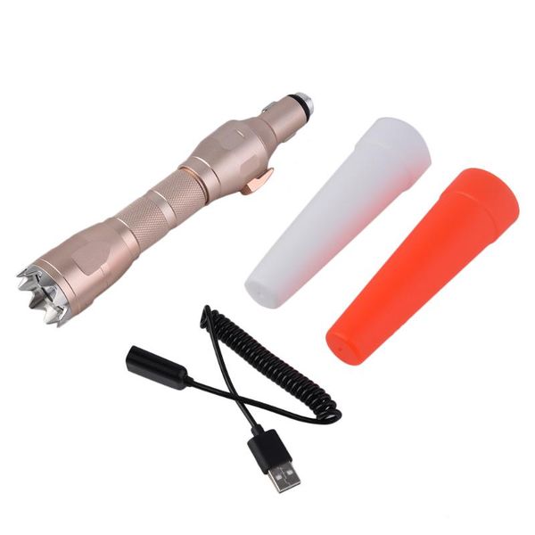 

multifunctional 200lm rechargable torch light car hammer tool