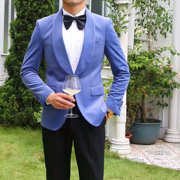 

bluish violet mans suits for wedding customize made blazer party suit dinner suit groom wear man wear two piece, White;black