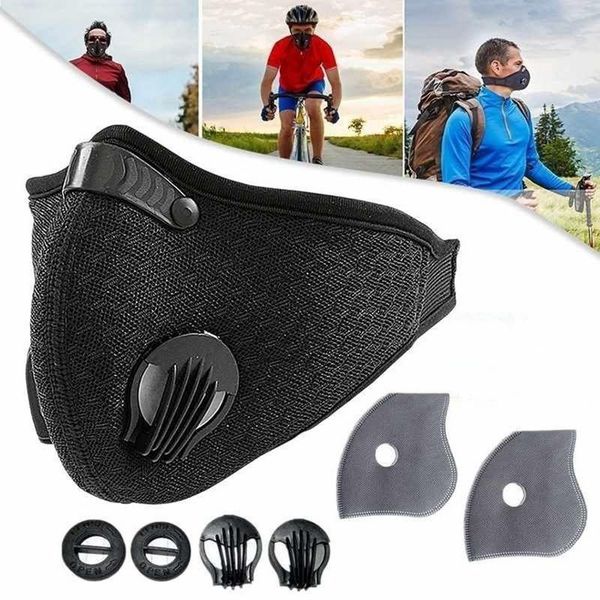 Máscara Facial Sports Com Filtro de carbono ativado PM 2,5 Anti-Poluição Respirar válvula Correndo Training Bike Cycling máscaras protetoras FY9075