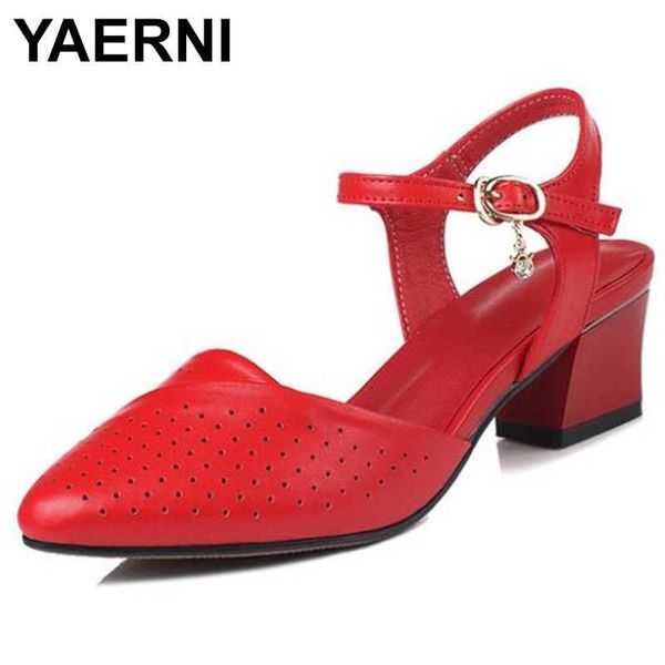 

sandals yaerniplus size classic summer | pointed cow leather sandals, women's non-slip, comfortable, high heels, women', Black