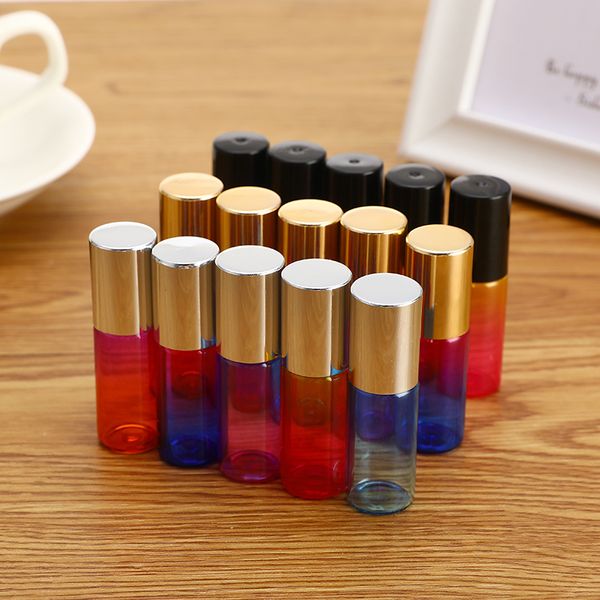 

5pcs 5ml roller balls for essential oil bottles empty perfume bottle roller ball bottle mini gradient bottles refillable color