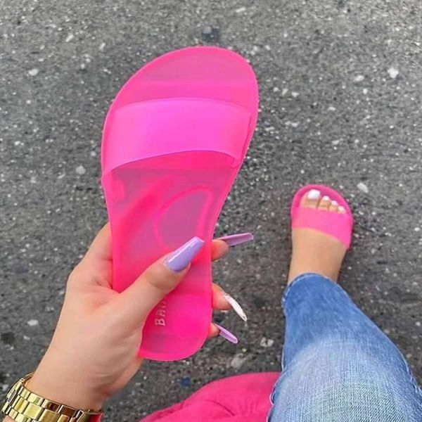 

litthing summer women slippers jelly colorful slides transparent candy color casual ladies bathroom non slip beach shoes female, Black