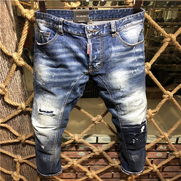 

60.2020 high-quality men's jeans, distressed jeans, rock skinny, slim, holed stripes, fashion embroidered denim pants, Black;green