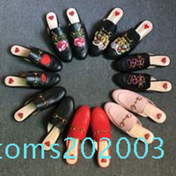 

brand princetown women fur slippers luxury designer fashion genuine leather loafers shoes metal chain ladies casual mules flats new lllr03, Black