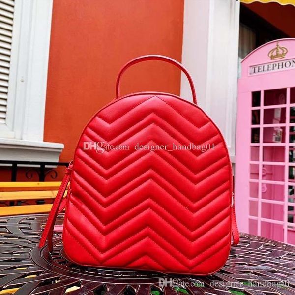

leather quality school backpack high bag handbag female classic wave fashion pattern backpack bwoxn, Red;black