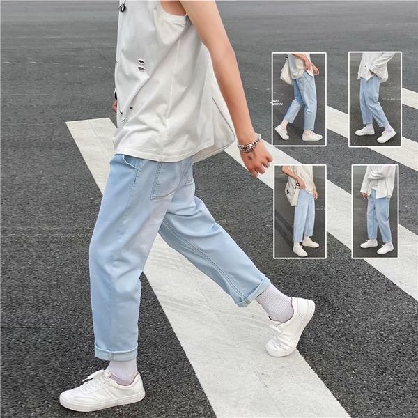 

liars summer trousers casual jeans trousers jeans loose straight korean style trendy versatile casual long pants boys' ankle-length pan, Blue