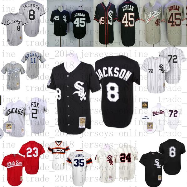 

chicago men's white black throwback bo jackson carlton fisk frank thomas luis aparicio nellie fox jersey mitchell and ness stitched