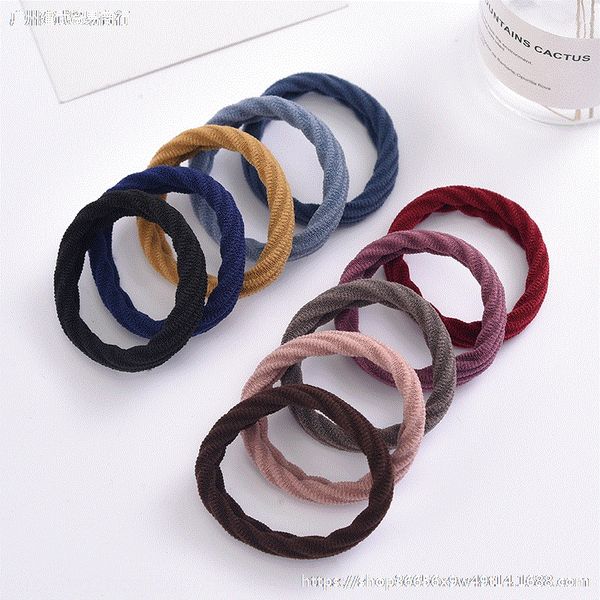 

korean simple rope female ponytail rubber hair band black high elastic rubber band hair accessories, Slivery;white