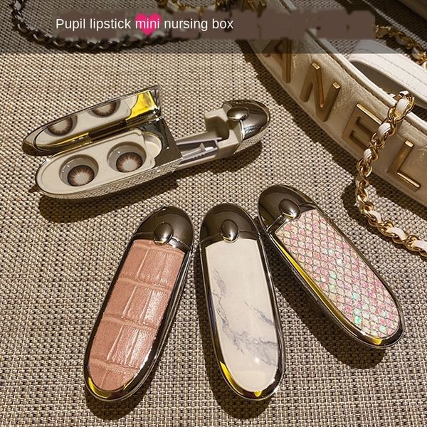 

myopic lipstick invisible myopic companion clean glasses lipstick glasses box cute cleaner mermaid duplex storage box set, Blue