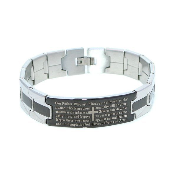 1 PCS de Moda de Nova Hip Bible Black metal da pulseira do punk inoxidável Homens pulseira de aço de homens Hop Rocha Jóias