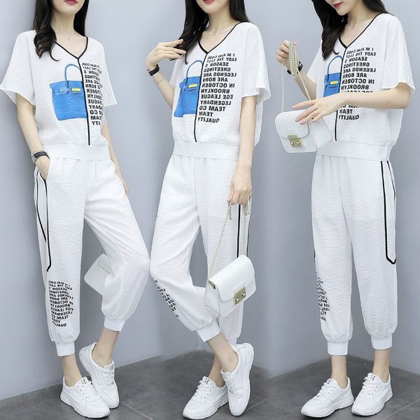 

vrnis 2019 new elegant sports suit women's casual loose slimming two-piece suit western 2019 western- new western-style age-reducing fa, Gray
