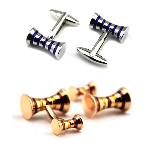 

2020 striped tubular simple cufflinks high-grade cufflinks sleeve nails men's french buttons drop oil color, Silver