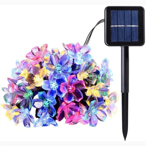 

solar lamp power led string peach sakura halloween christmas decorative strings 20/30 led light home garden decor