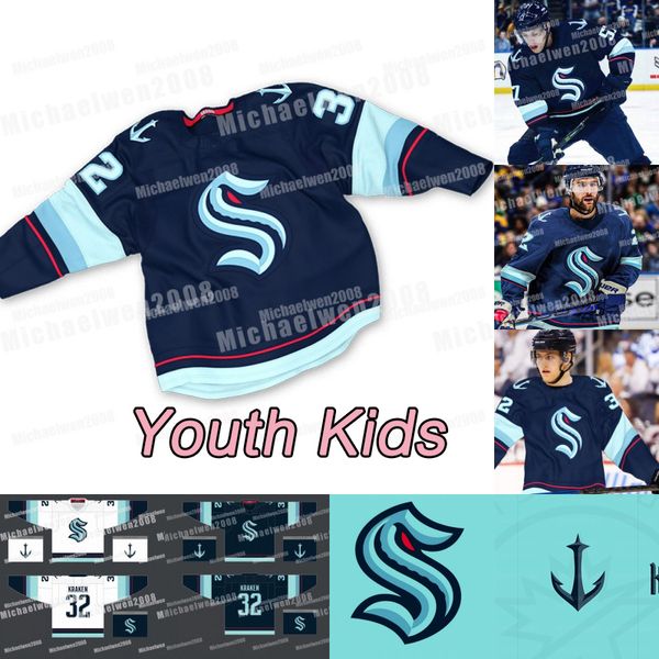 

youth seattle kraken 2021 custom hockey jerseys home road 32th team 100% embroidery good quality, Black;red