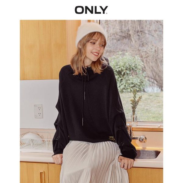 

only autumn winter women's loose fit letter print sweatshirt | 11939s570, Black