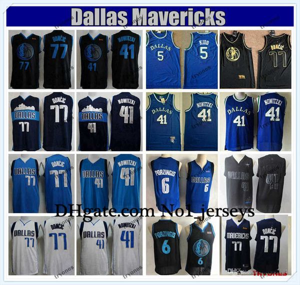 

2020 даллас mavericks нба дирк новицки 77 порзингис 6 города basketball джерси vintage джейсон кидд 5 синих прошитые трикотажные изделия, Black;red