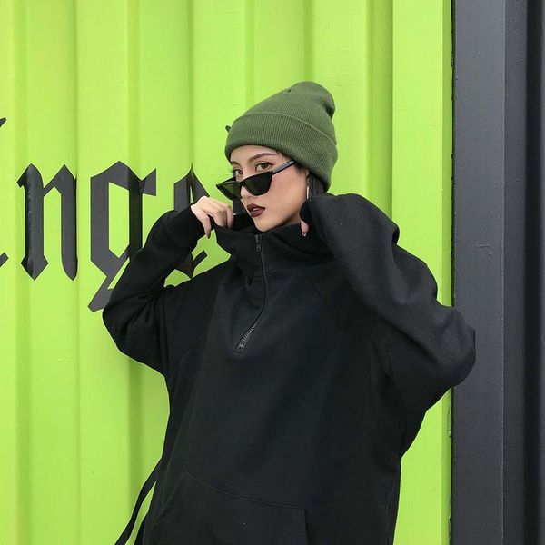 

hew fear of god essentials man women designs logo fog printed double-line half-zip hoodies couple high street hooded sweatshirts pullover, Black