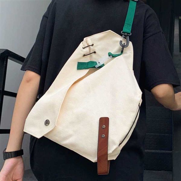 

japanese fashion brand large-capacity chest bag men's messenger bag diagonal shoulder female ins canvas casual cross-bag
