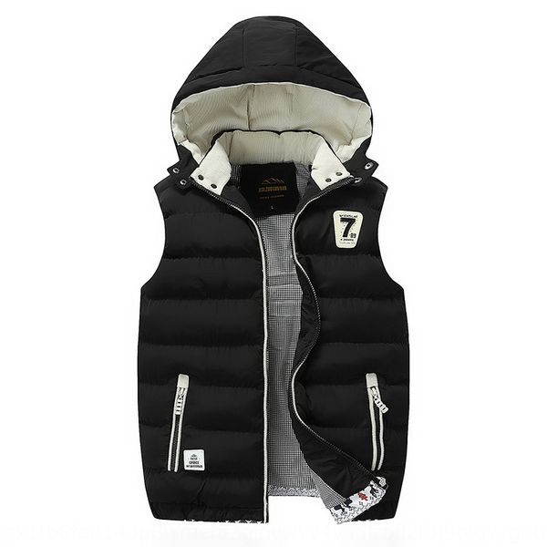 

9puhb waist men's autumn and winter casual men's hooded slim coat fleece thickened casual stand collar cotton-padded vest coat ves, Black;white