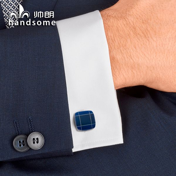 KFLK ювелирные изделия способа рубашки запонки для подарка мужской Марка запонки кнопки синий Высокое качество abotoaduras Gemelos Бесплатная доставка CJ191116